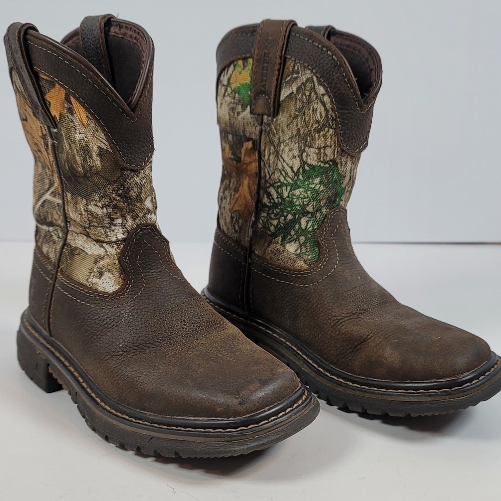 Rocky Kids 8 inch Waterproof Western Boots Brown Realtree Camo RKW0258C Size 11M